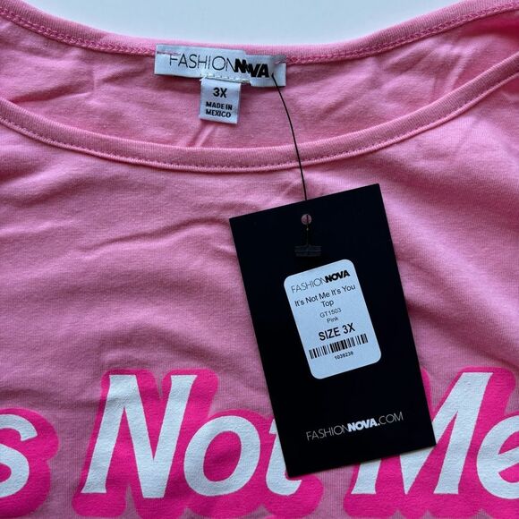 Fashion Nova It’s Not Me It’s You Graphic Short Sleeve Crop T-Shirt - Pink - 3x - Picture 4 of 8